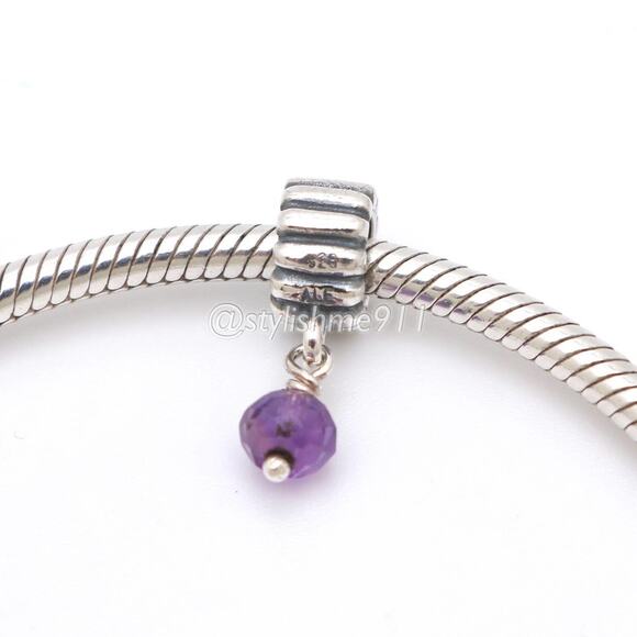 Authentic PANDORA February Amethyst Birthstone Dangle - Picture 4 of 8